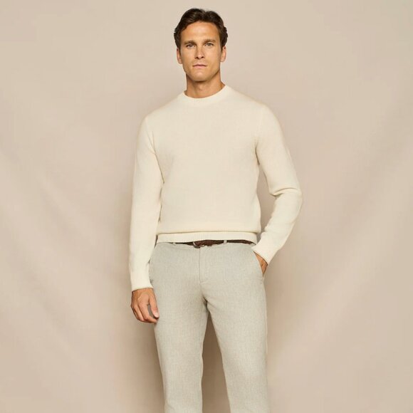 NWT Paul Taylor OFF WHITE PURE WOOL ROUND NECK SWEATER - Picture 3 of 6